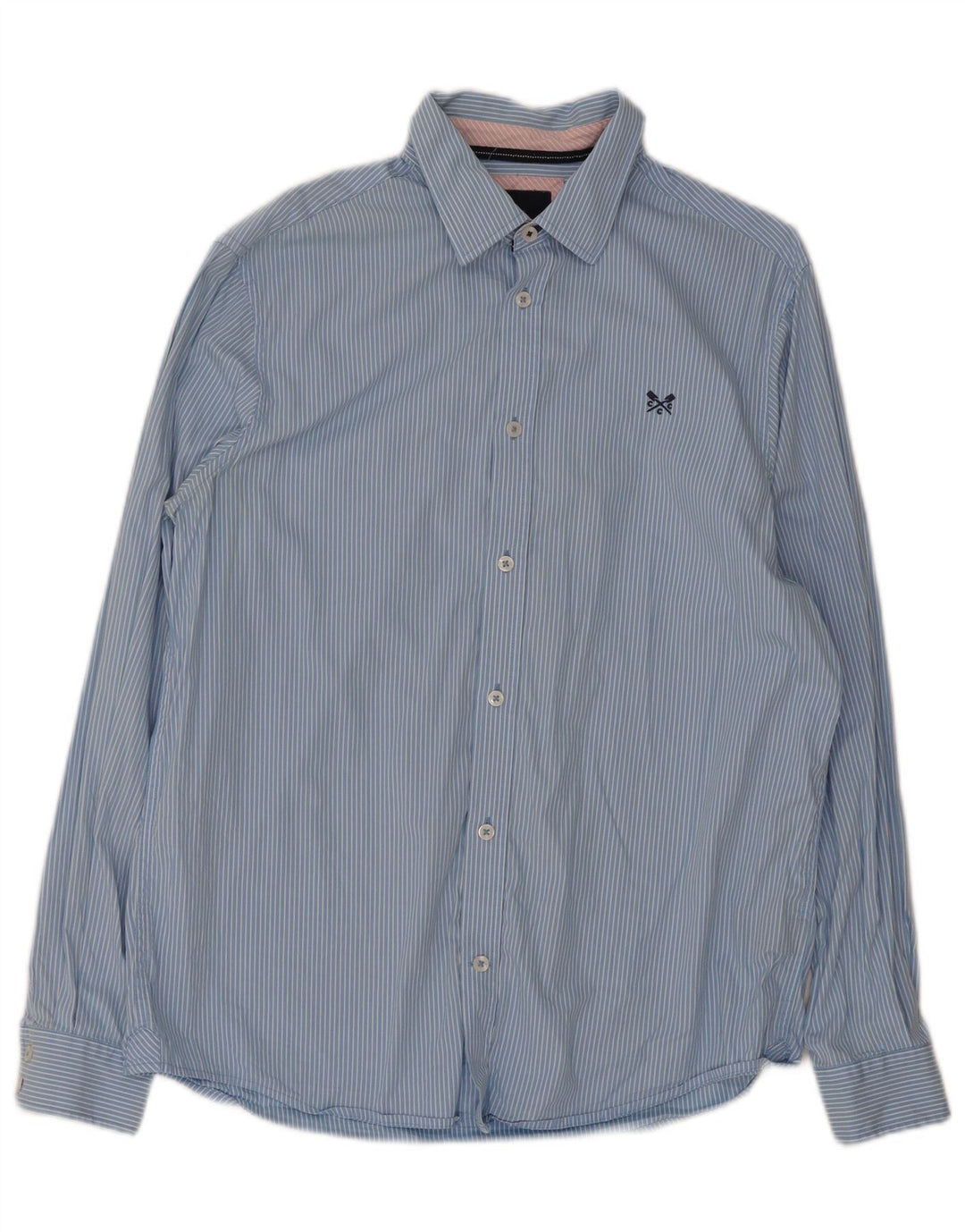 Crew Clothing Chemise Coupe Classique Homme Bleu Moyen Rayé Coton