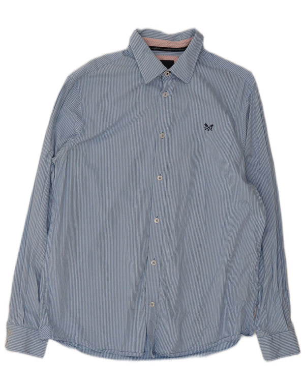 Crew Clothing Chemise Coupe Classique Homme Bleu Moyen Rayé Coton