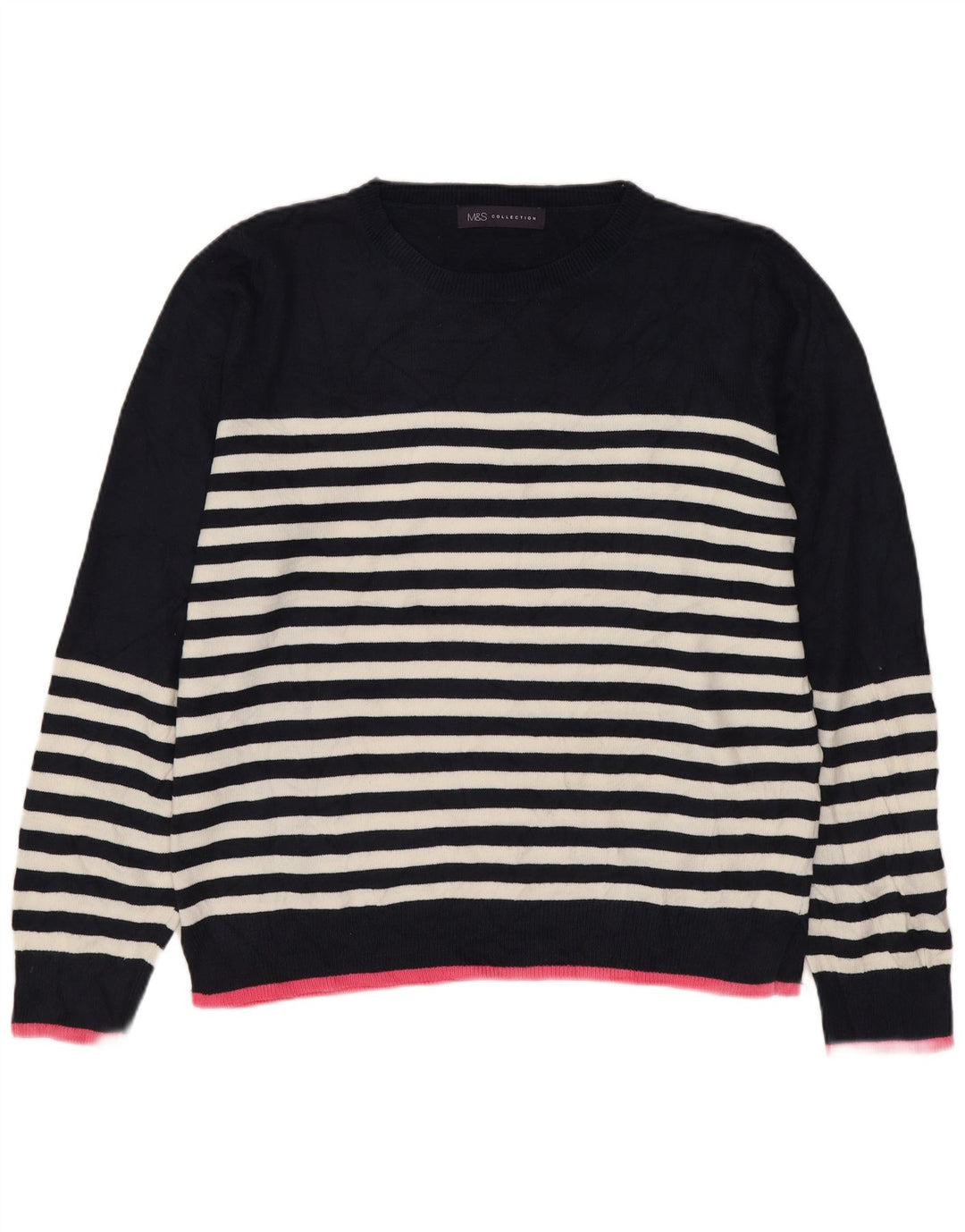 Marks & Spencer Pull à col rond pour femme UK 14 Bleu marine moyen