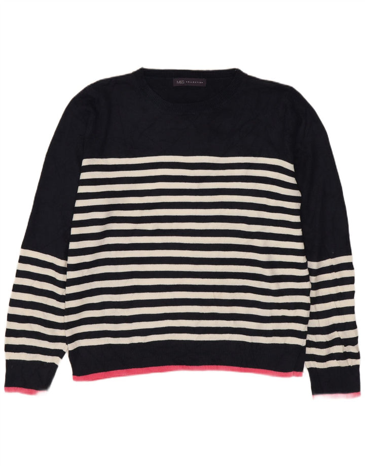 Marks & Spencer Pull à col rond pour femme UK 14 Bleu marine moyen