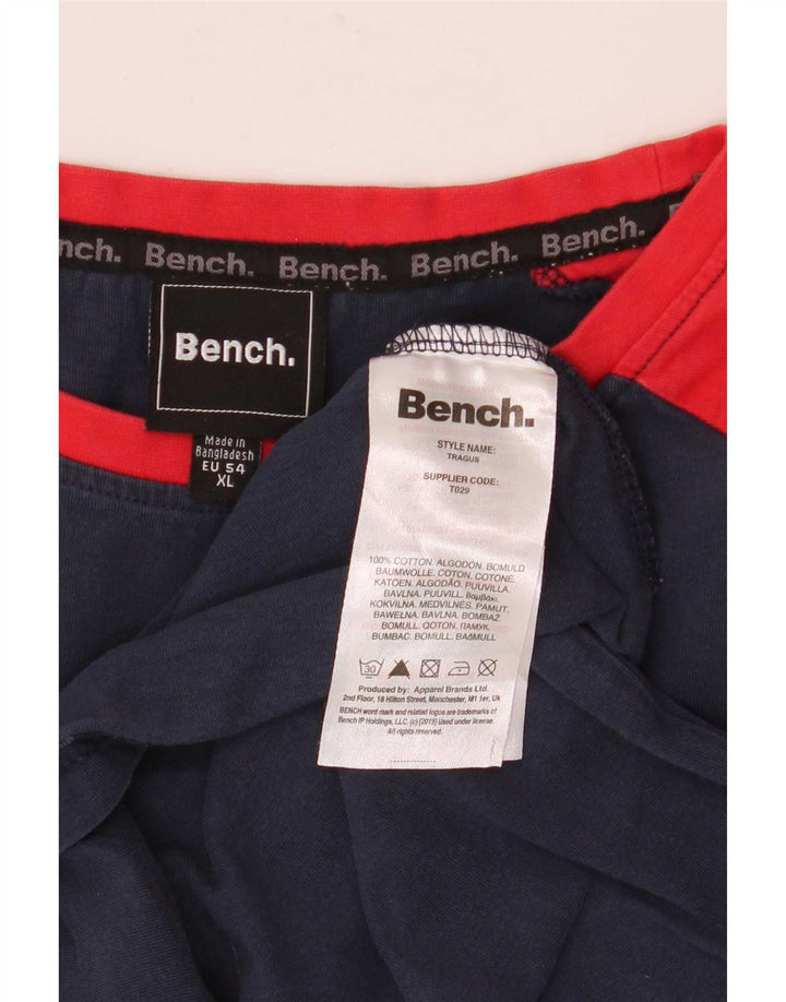 Bench Haut Graphique Homme Manches Longues XL Bleu Marine Colorblock Coton