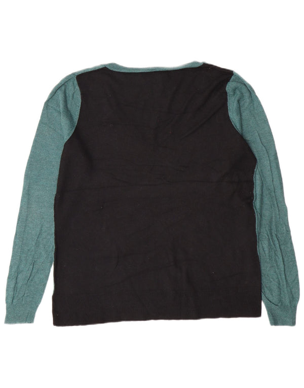 Mossimo Pull col V pour femme UK 18 XL Vert Colorblock Nylon