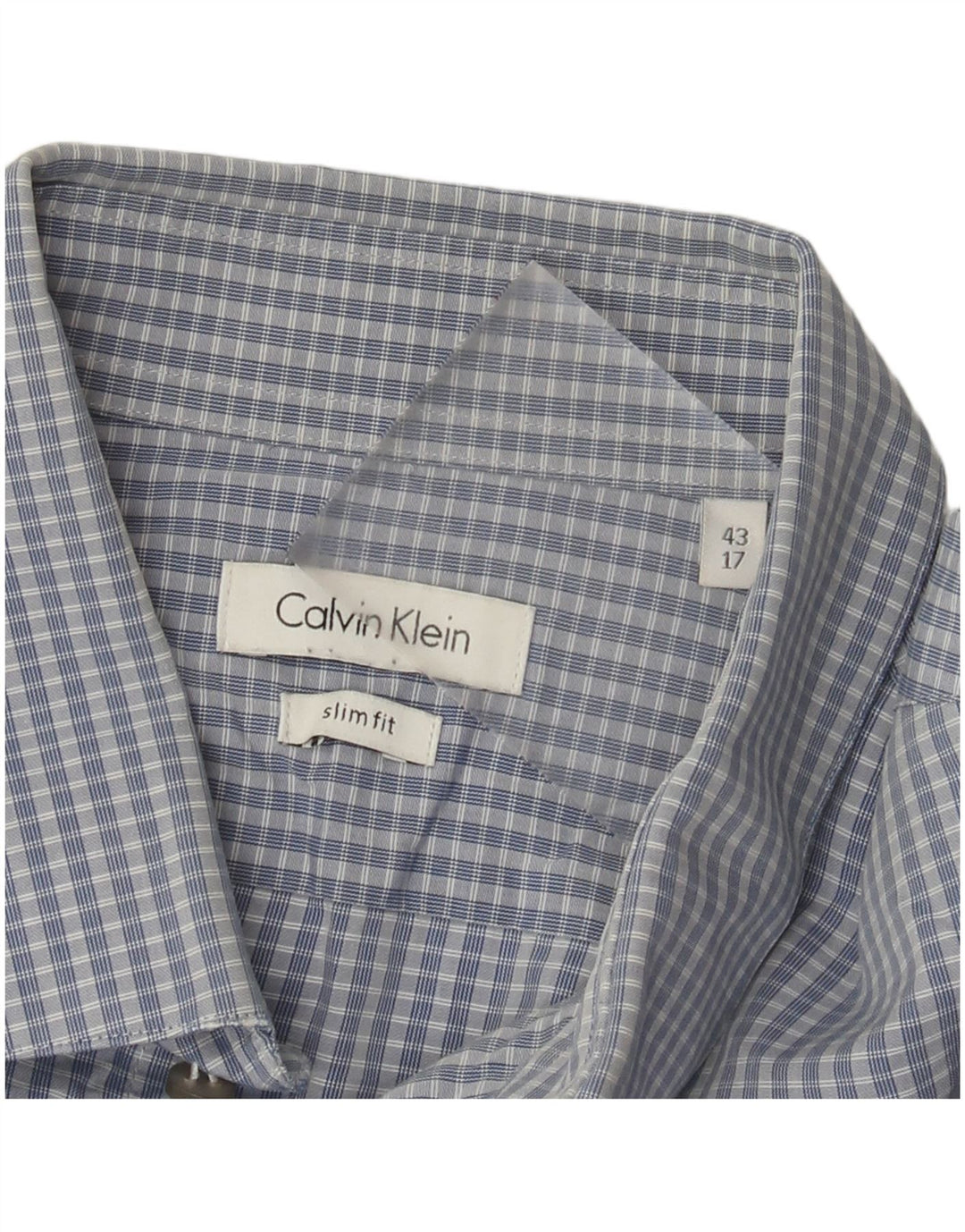 Calvin Klein Chemise slim fit pour homme Taille 43 17 XL Bleu à carreaux