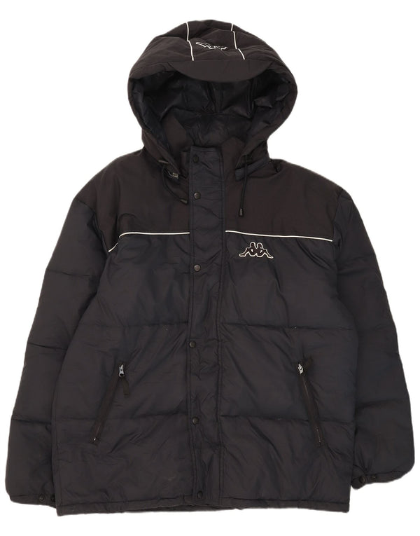 Kappa Veste matelassée à capuche graphique pour homme UK 42 XL Bleu marine Nylon