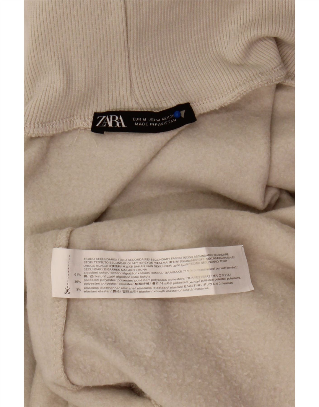 Zara Womens Roll Neck Sweatshirt Jumper UK 14 Moyen Beige Coton