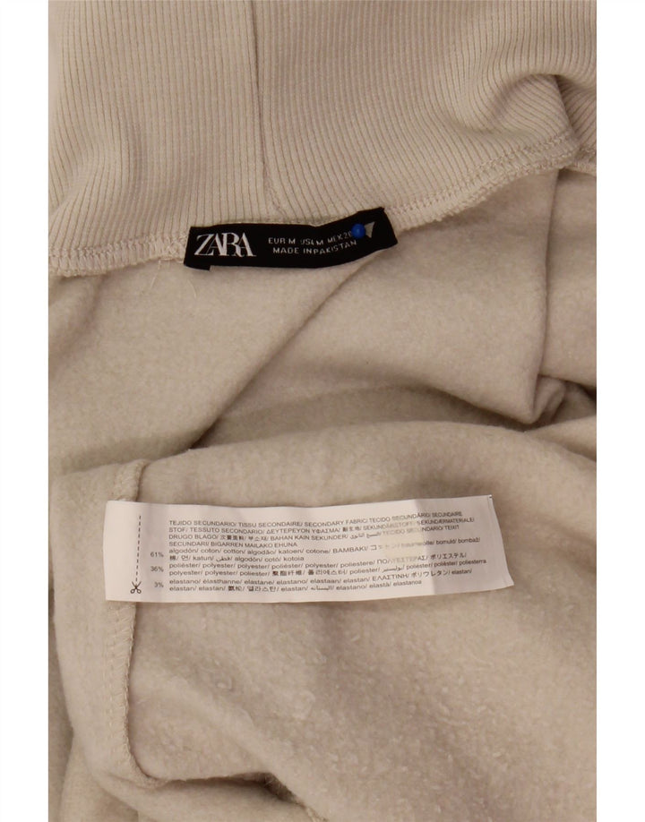 Zara Womens Roll Neck Sweatshirt Jumper UK 14 Moyen Beige Coton