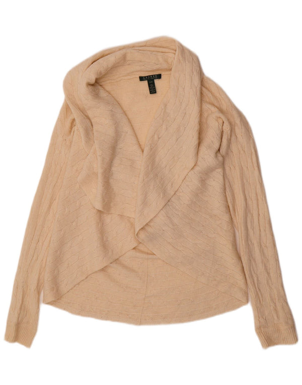 Ralph Lauren Pull cardigan ouvert surdimensionné pour femme UK 10 Petit Beige