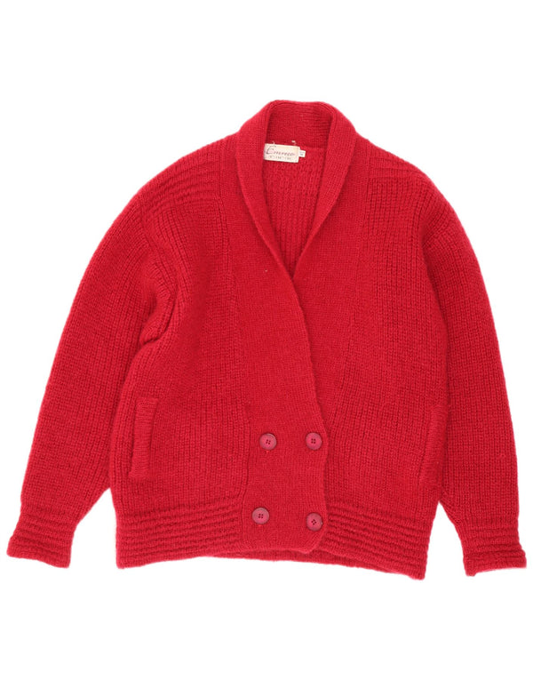 Emreco Pull Cardigan Double Boutonnage Femme EU 38 Laine Rouge Moyen
