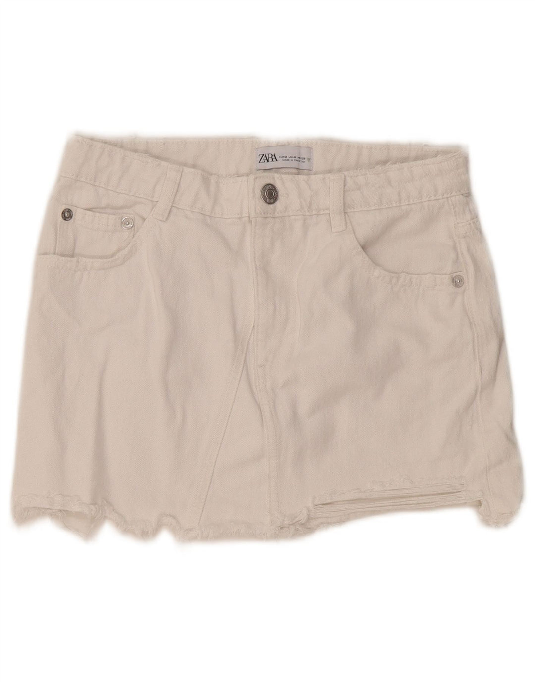 Zara Femme Mini Jupe En Jean Moyen W28 Blanc