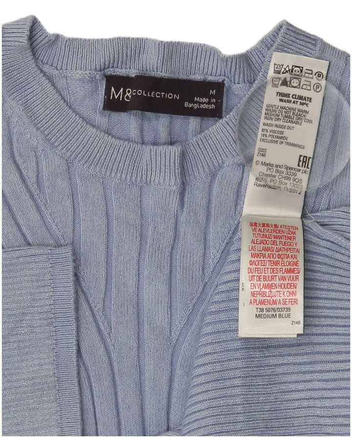 MARKS & SPENCER Womens Crew Neck Jumper Sweater UK 12 Medium Blue