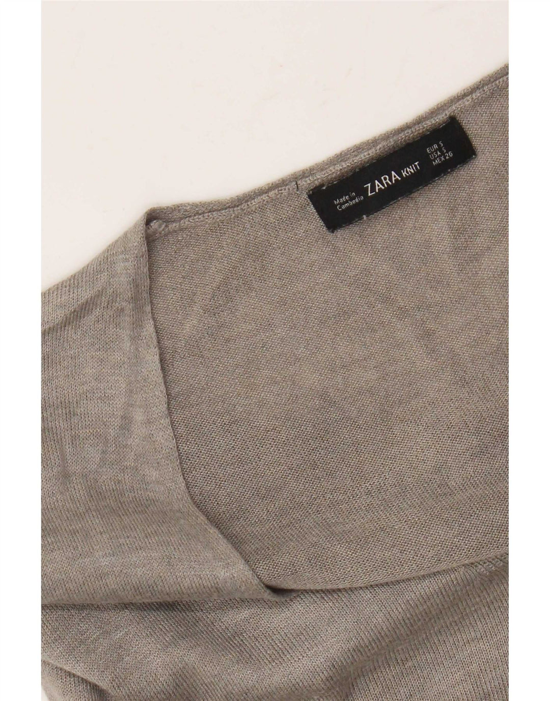 Zara Pull long à col en V pour femme UK 10 Petit Gris