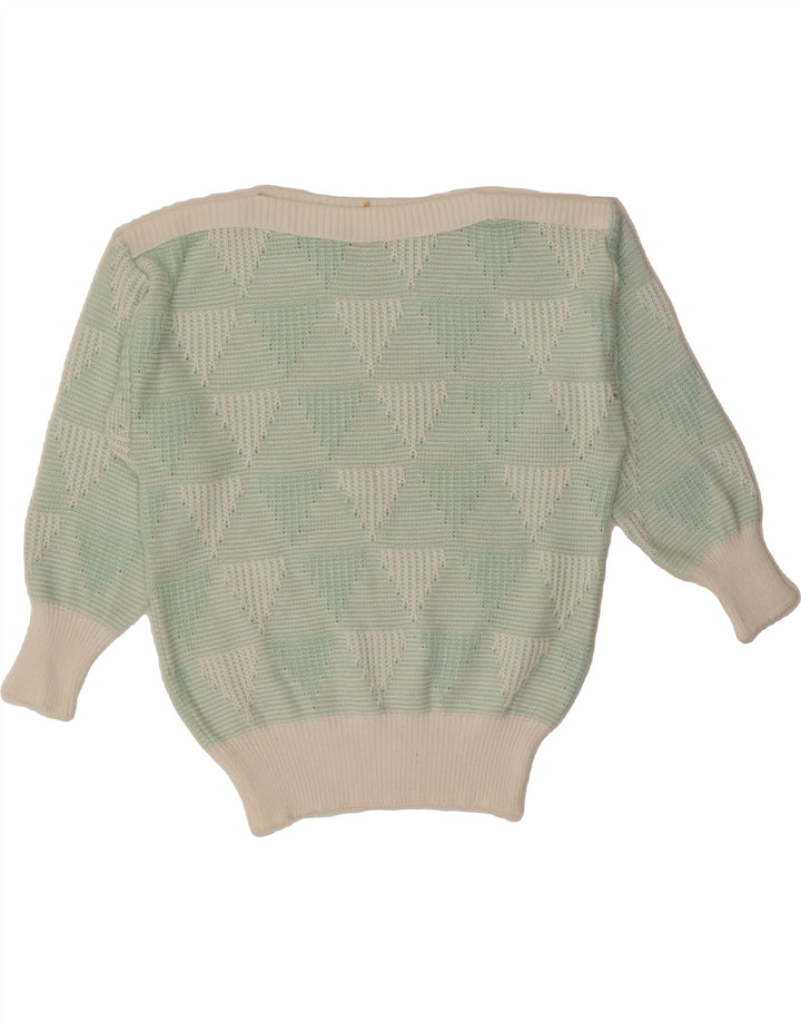 VINTAGE Womens Boat Neck Jumper Sweater IT 42 Medium Green Argyle/Diamond Vintage Vintage and Second-Hand Vintage from Messina Hembry 