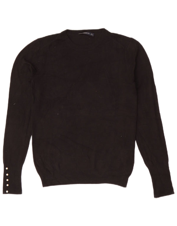 Zara Pull ras du cou pour femme UK 12 Medium Noir Viscose