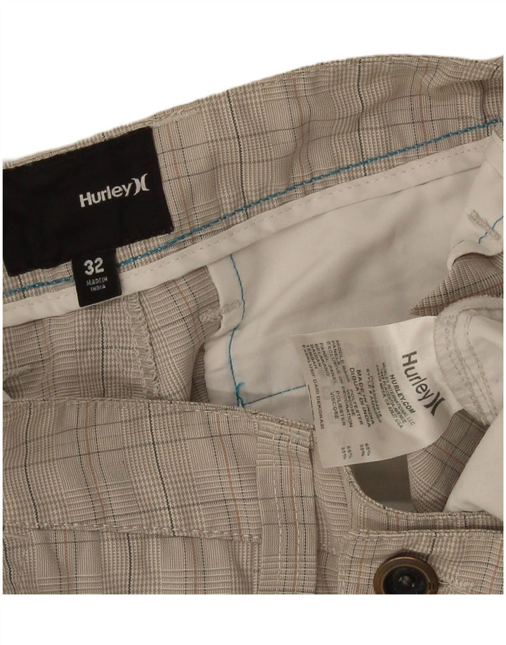 Hurley Short Cargo W32 Homme Gris Moyen à Carreaux Polyester