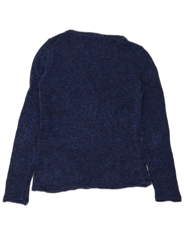 Eddie Bauer Pull col V pour femme UK 6 XS Bleu marine moucheté