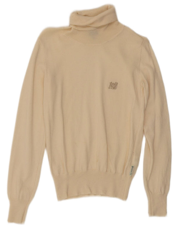 Armani Jeans Pull col roulé pour femme UK 12 Laine beige moyen