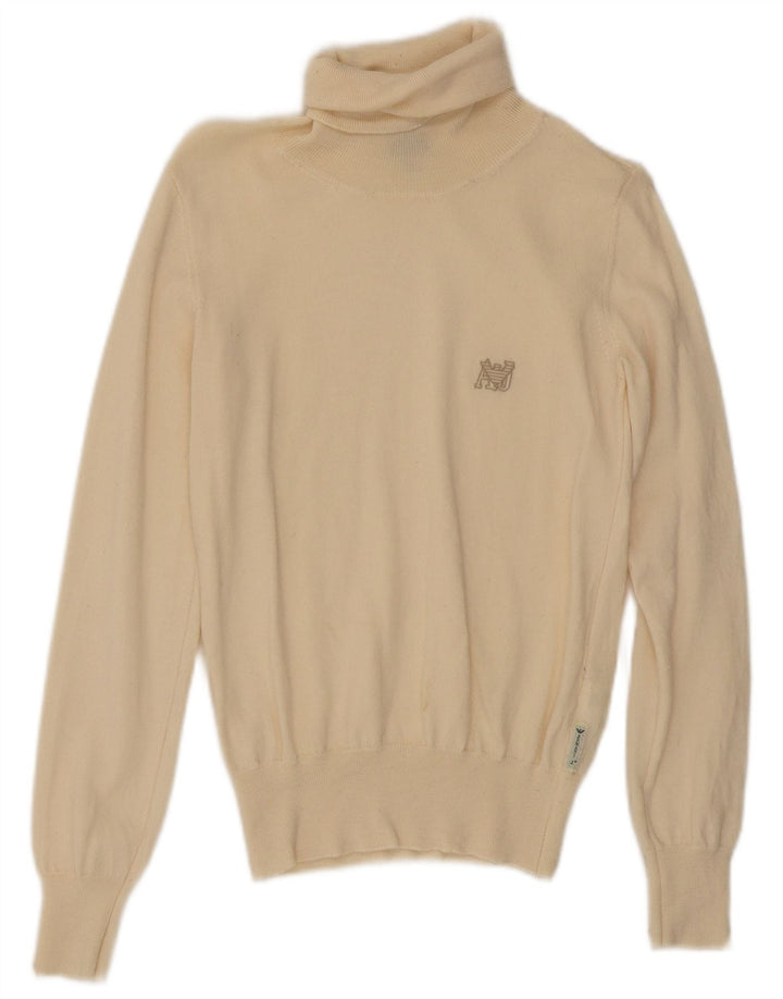 Armani Jeans Pull col roulé pour femme UK 12 Laine beige moyen