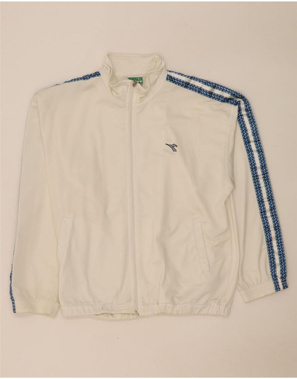 Diadora Veste de survêtement graphique pour homme UK 42 Large Blanc Colorblock