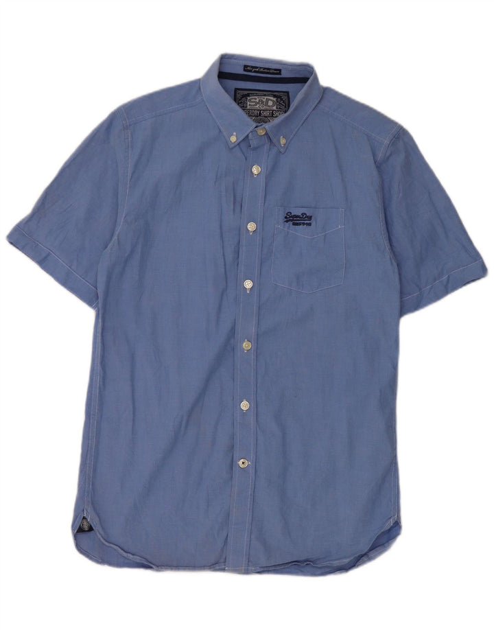 Superdry Chemise à Manches Courtes Homme Bleu Moyen Coton