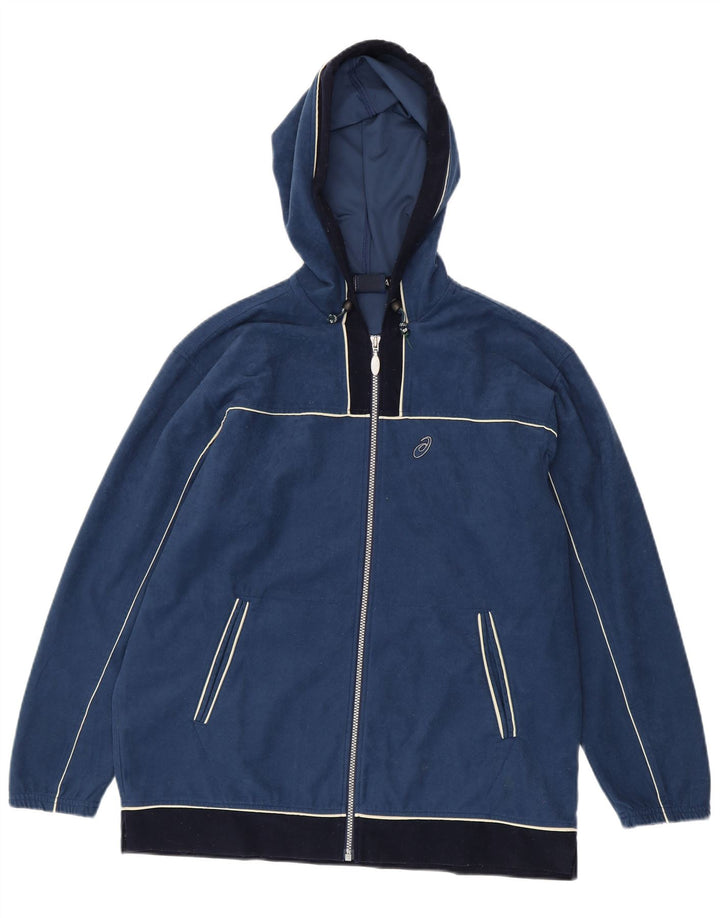 Asics Sweat à capuche zippé pour hommes, grand, bleu marine, colour block