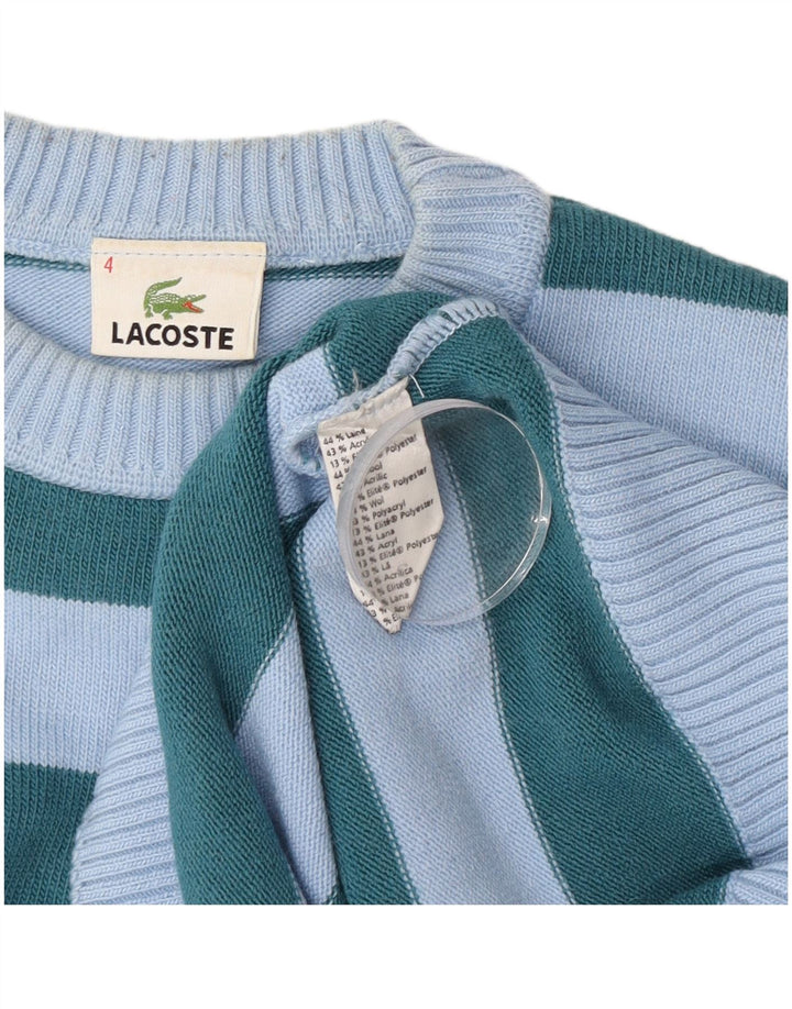 Lacoste Pull ras du cou pour homme Taille 4 Laine rayée bleu moyen