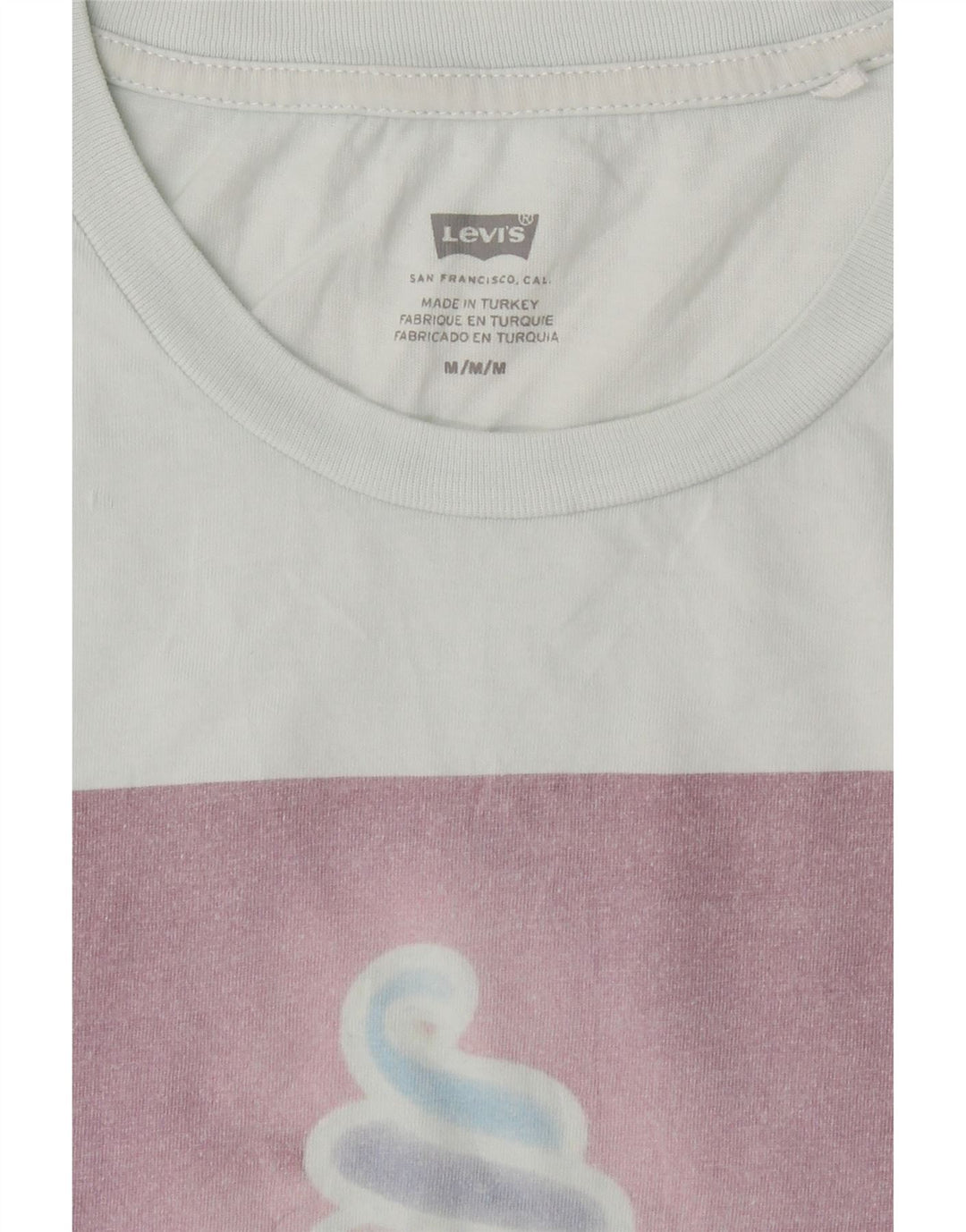 LEVI'S Womens Graphic T-Shirt Top UK 12 Medium Off White Vintage Levi's and Second-Hand Levi's from Messina Hembry 