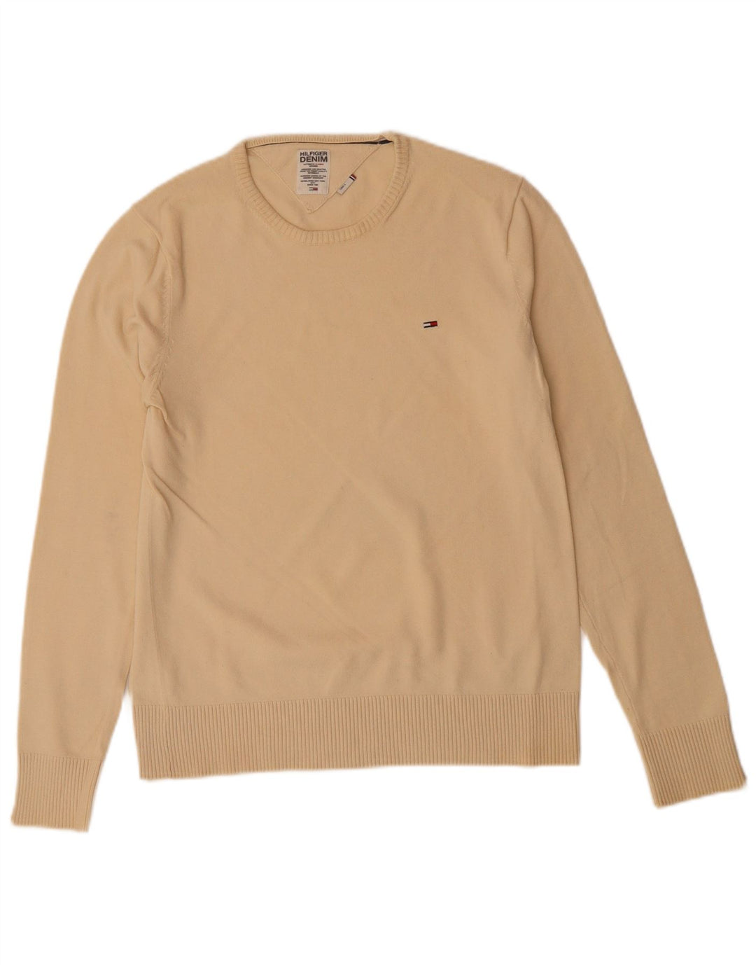 TOMMY HILFIGER Pull à col rond pour homme Petit coton beige