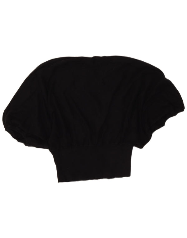 Oasis Pull à manches courtes et col bateau pour femme UK 10 Petit coton noir