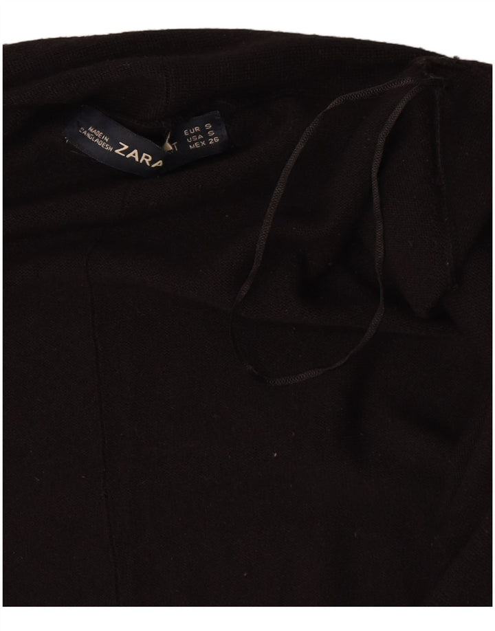 Zara Cardigan Femme Pull UK 10 Petit Viscose Noir