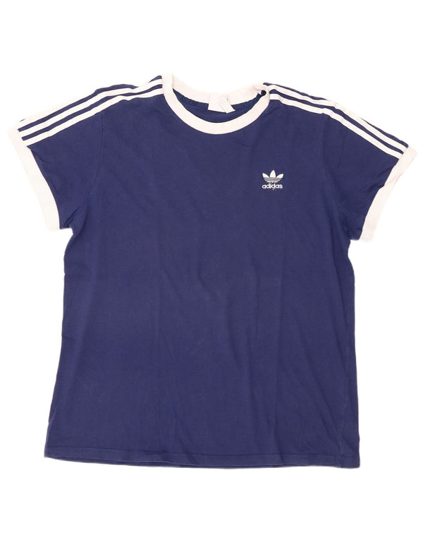 Adidas T-Shirt Femme Top UK 18 XL Bleu Coton