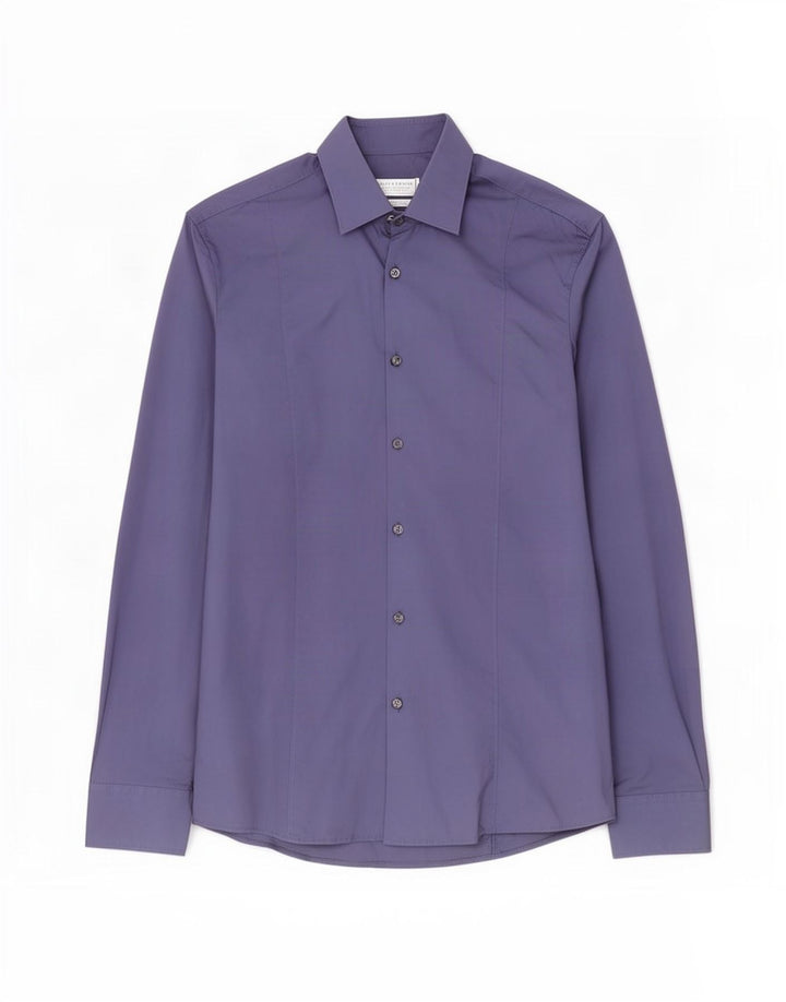 Zara Chemise Slim Fit Bleu Moyen Coton