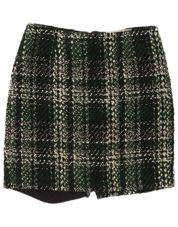 Fenn Wright Manson Mini jupe femme UK 10 Small W30 laine à carreaux vert