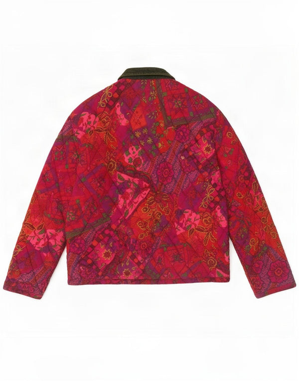 American System Veste matelassée pour femme UK 14 Coton floral rose moyen