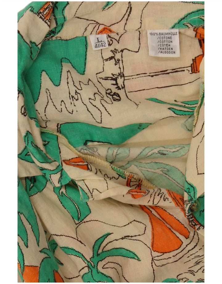 vintage Mens Crazy Pattern Shirt Taille 41/42 Grand Hawaïen Multicolore