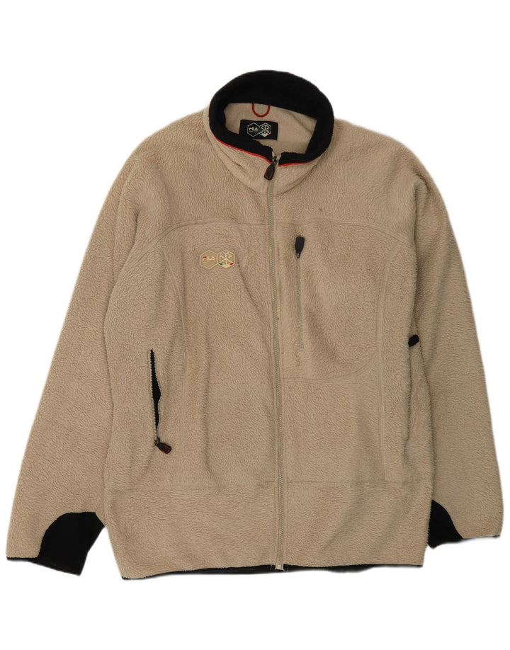 FILA Veste Polaire Homme UK 44 2XL Beige Colorblock Polyester