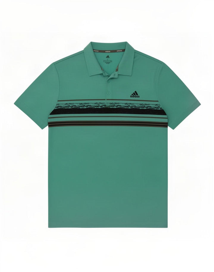 Adidas Polo Homme Grand Polyester Rayé Turquoise