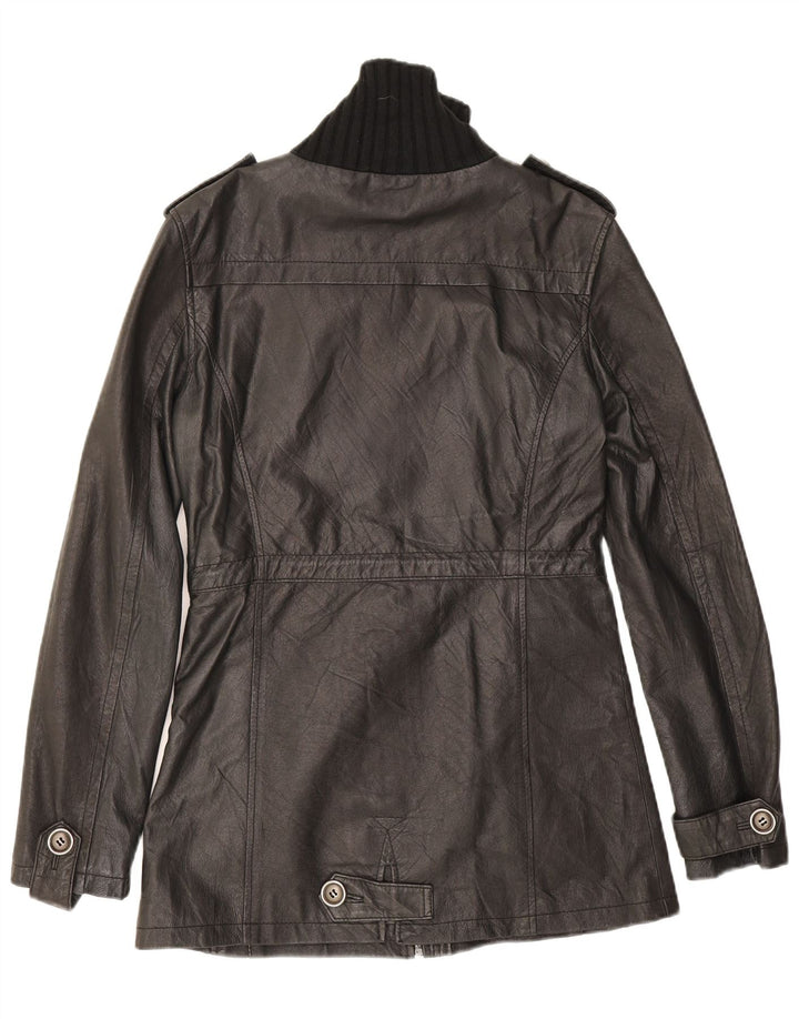 Variety Veste en cuir militaire pour femme UK 14 Cuir noir moyen