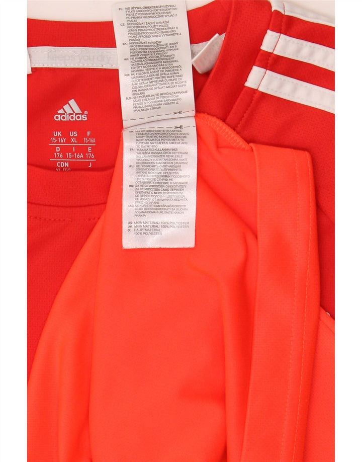 ADIDAS Garçon Climalite T-Shirt Top 15-16 ans Orange Colourblock Polyester