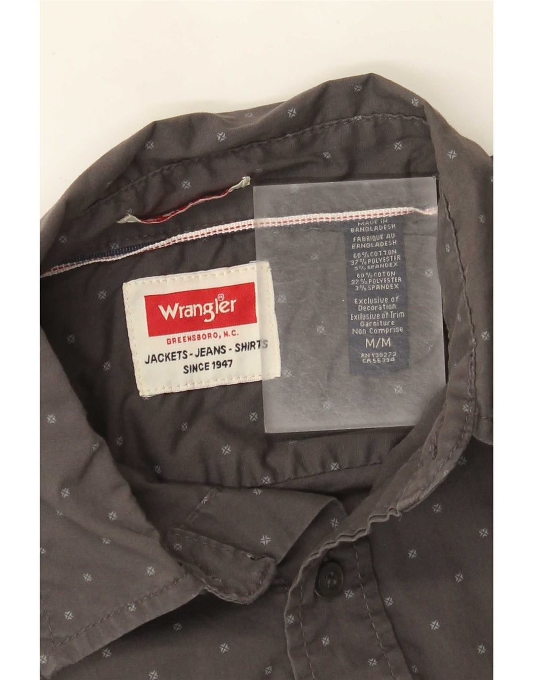 Wrangler Chemise Homme Gris Moyen Coton Tacheté