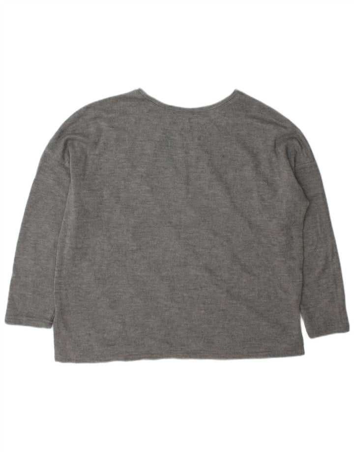 Zara Pull surdimensionné à col rond pour femme UK 14 Gris moyen
