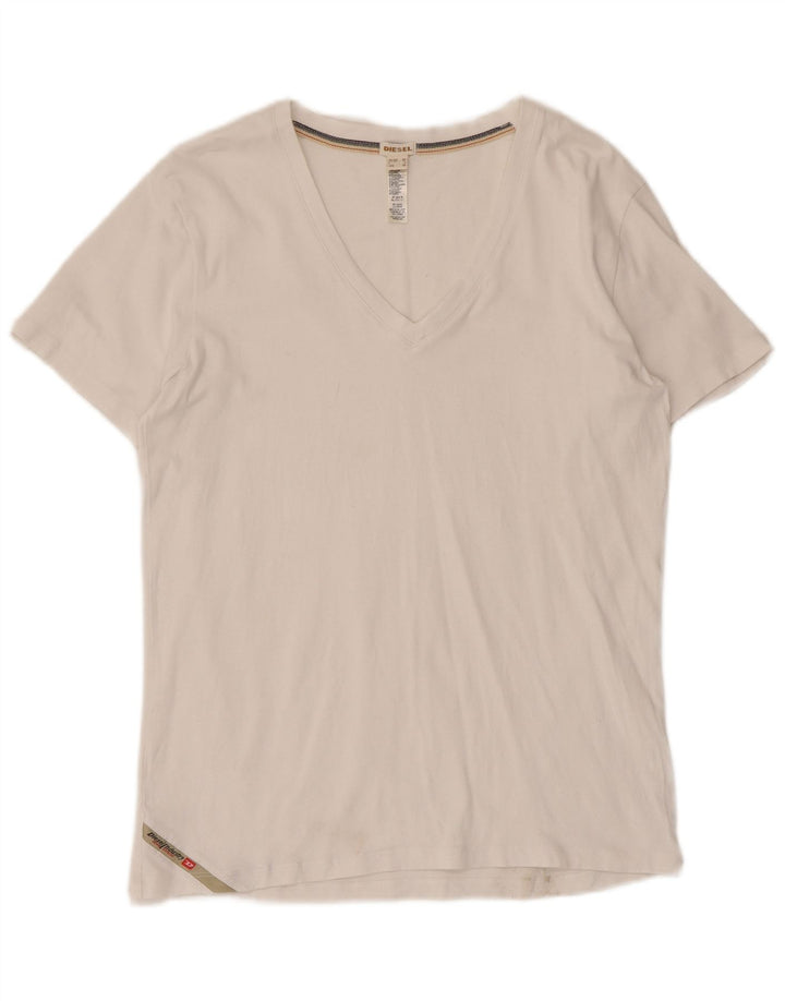 Diesel T-Shirt Femme UK 12 Coton Blanc Moyen