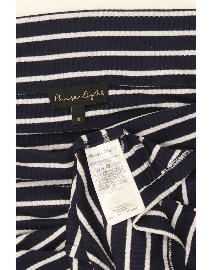 Phase Eight Haut court à épaules dénudées pour femme UK 44 Bleu marine moyen rayé