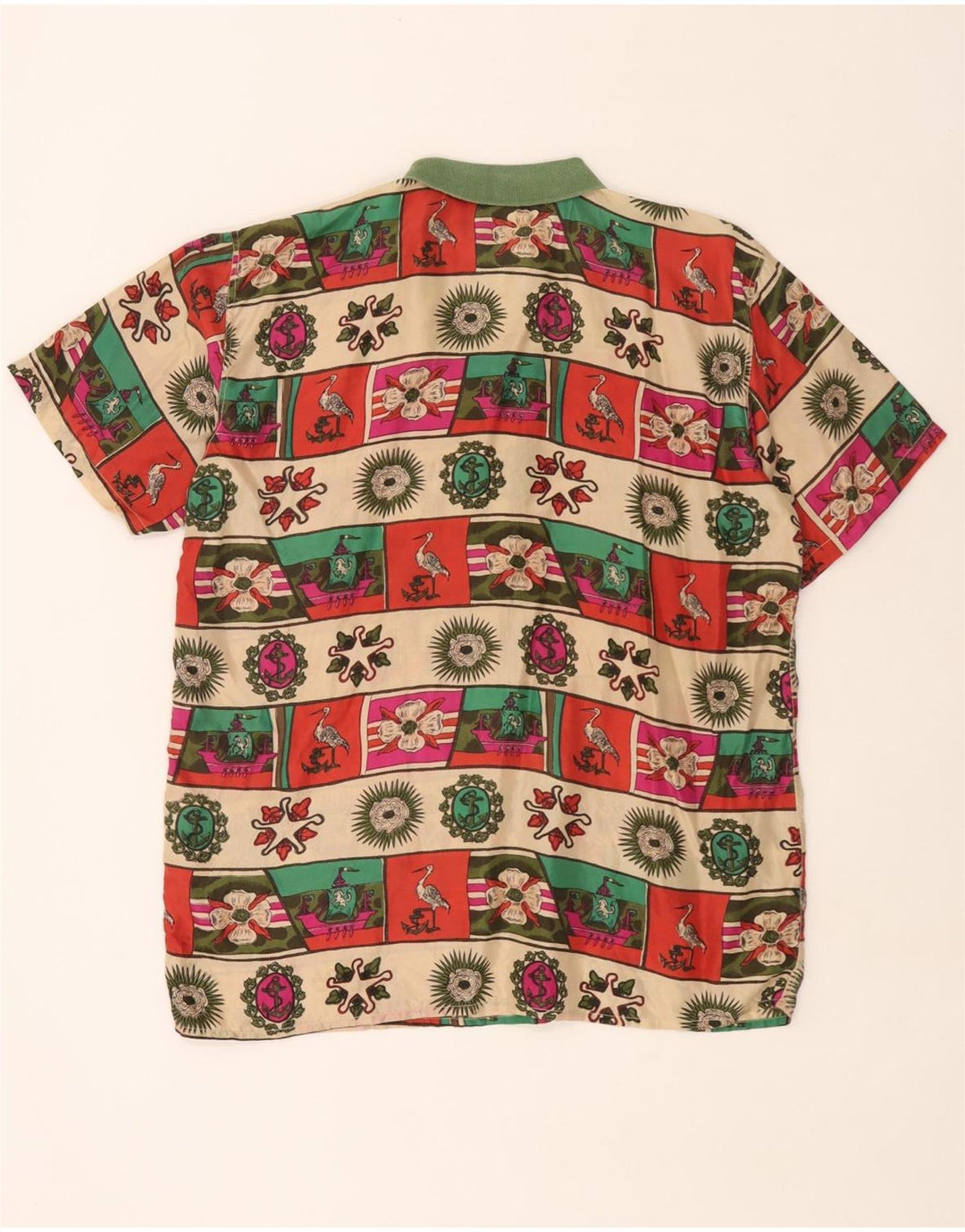 Vintage Homme Motif Abstrait Pull Chemise Grand Multicolore