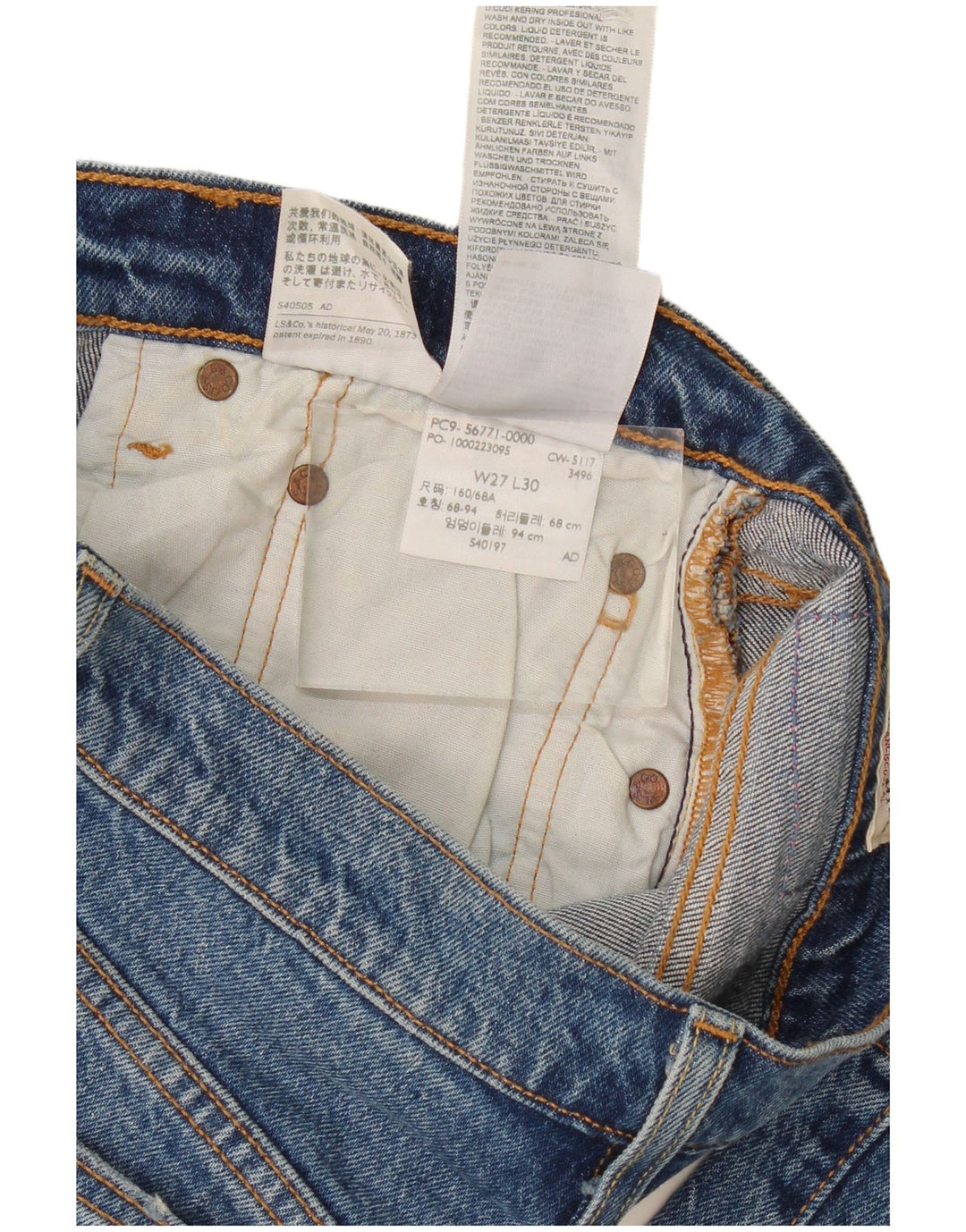 Levi's Jean Slim 501 Femme Bleu W27 L30 Coton