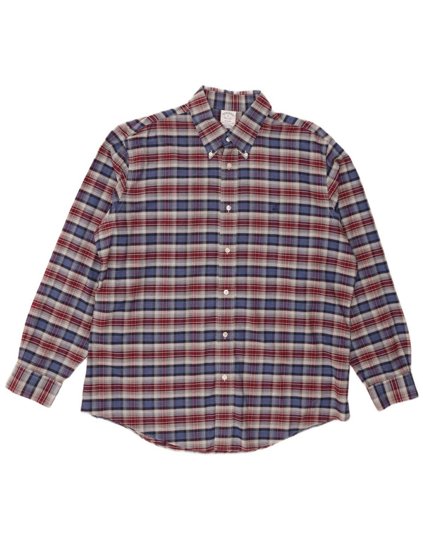 Brooks Brothers Chemise Regent Homme XL Bleu Carreaux Coton