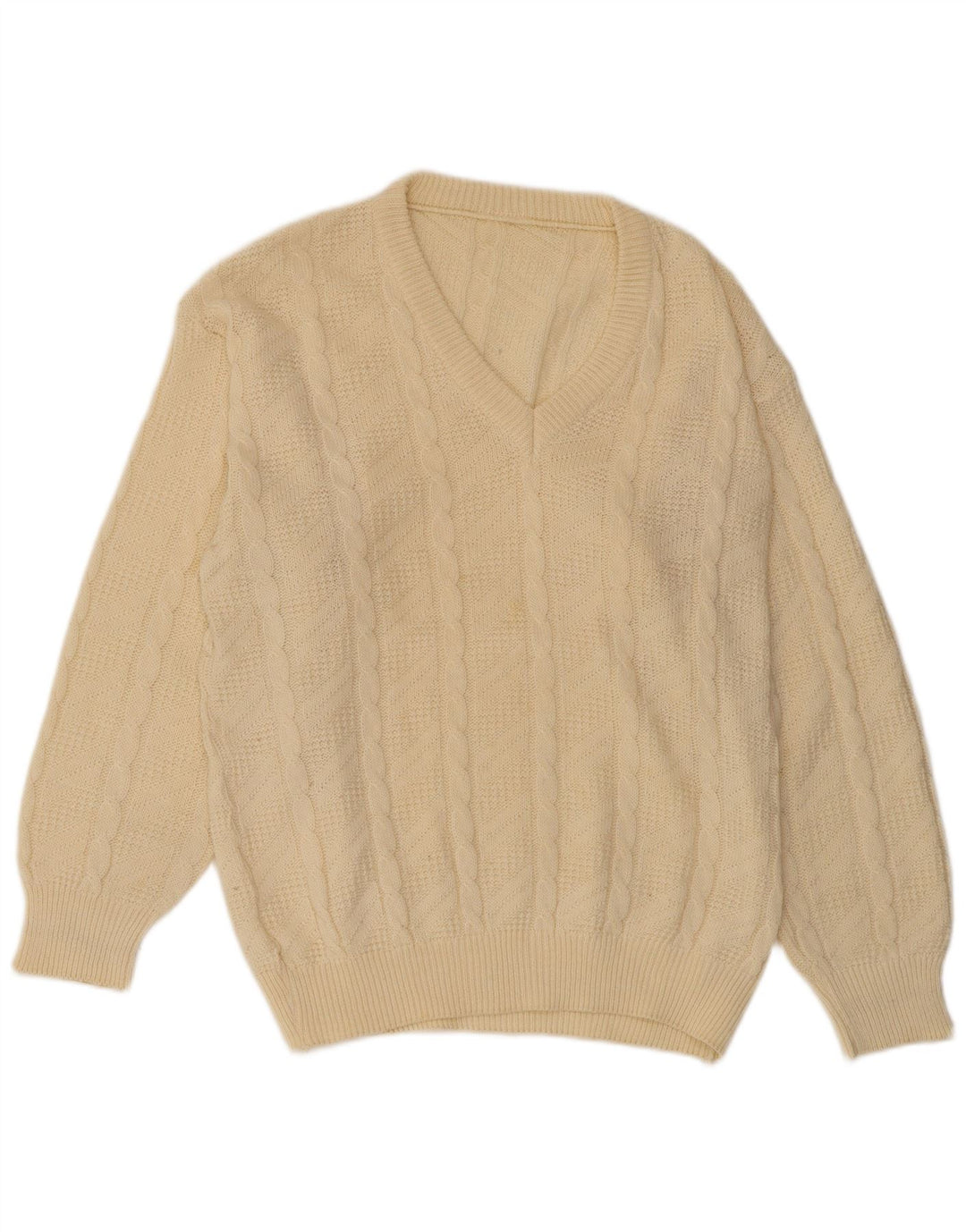 VINTAGE Pull col V pour homme IT 54 XL Beige