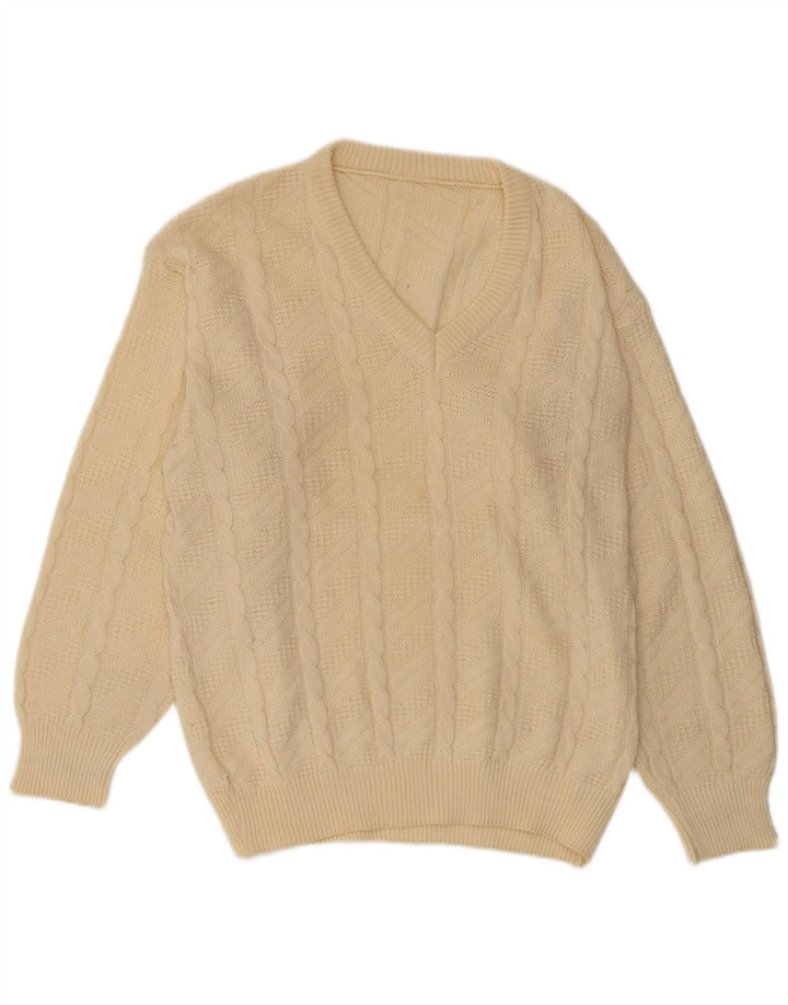 VINTAGE Pull col V pour homme IT 54 XL Beige