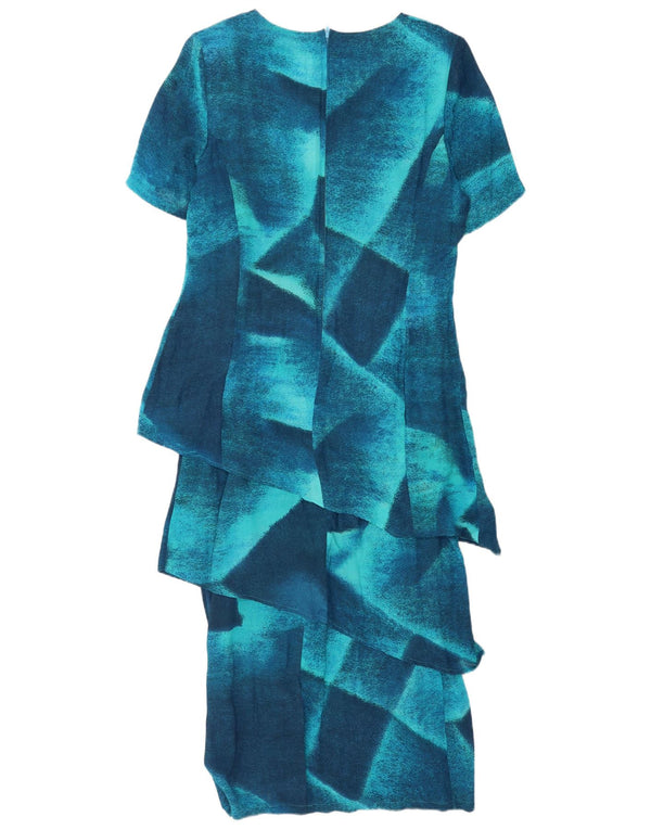 Vicini Robe Maxi Peplum à Manches 1/2 pour Femme UK 18 XL Bleu Colorblock