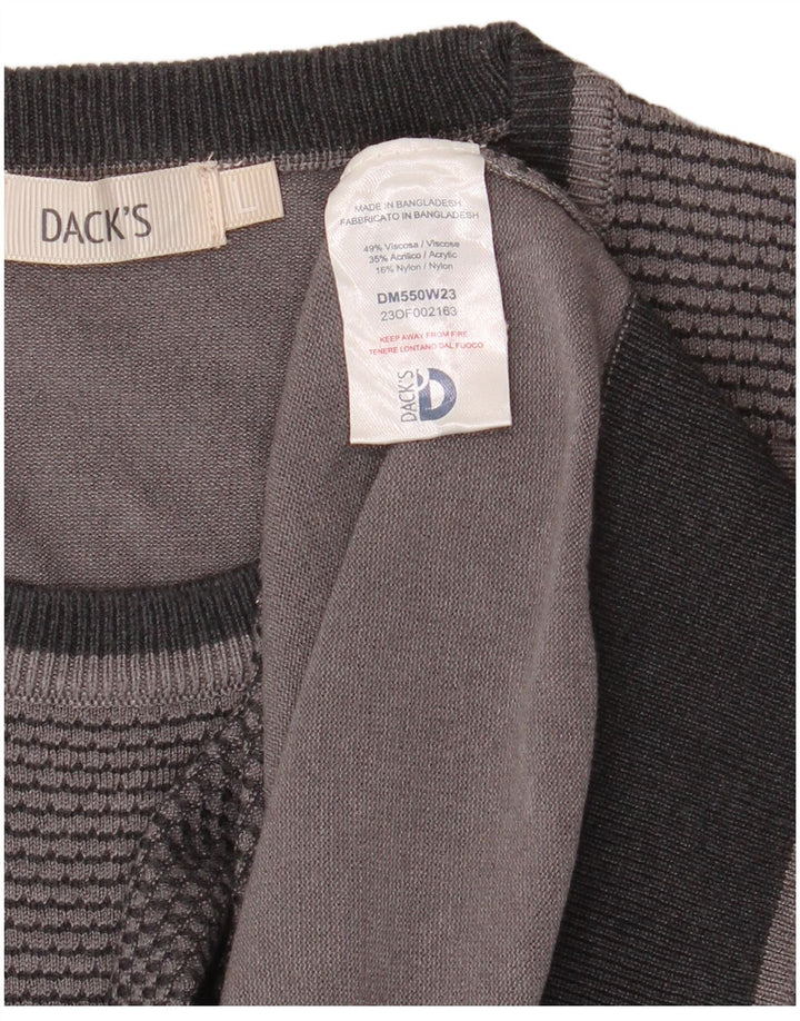 Dack's Pull col rond pour homme en viscose color block Gris Taille L