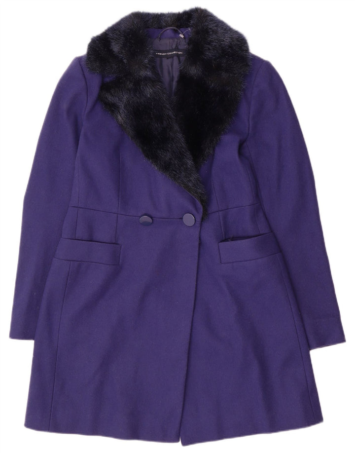 French Connection Manteau croisé pour femme UK 10 Petite laine violette